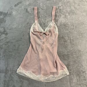 Adore Me Lilitha Slip – Pale Pink Sheer Babydoll White Lace Coquette Whimsy Doll